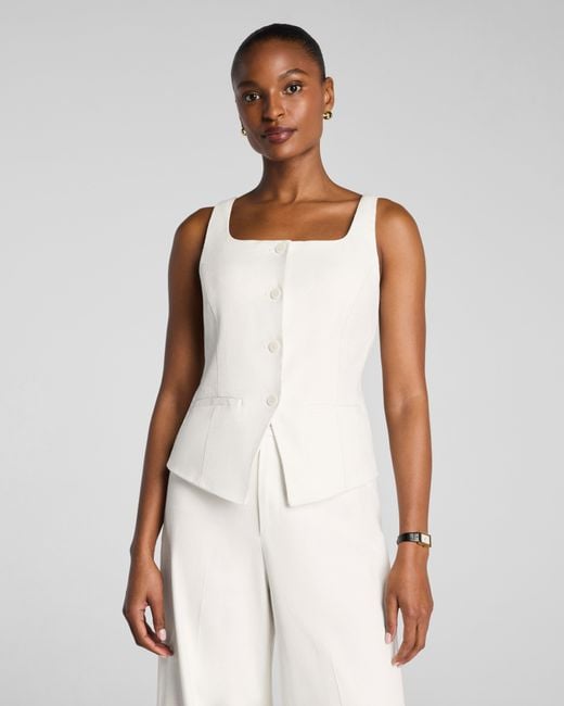 Spanx White Easybreezy Cotton Button-Down Vest