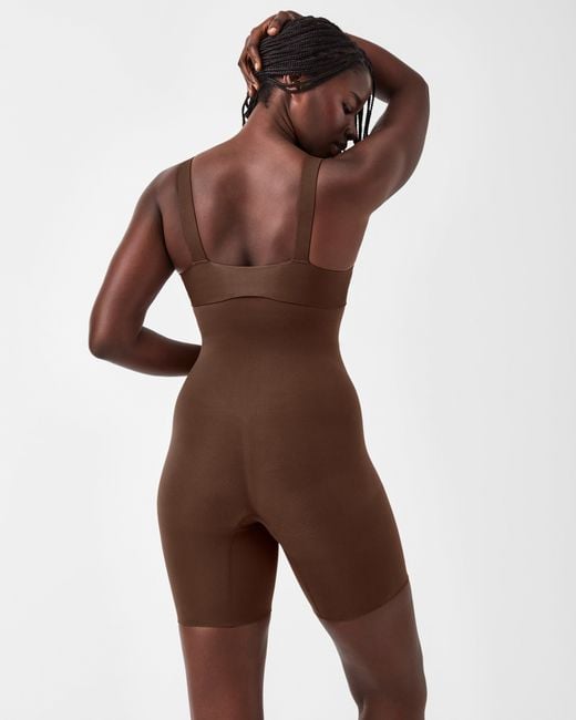 Spanx Brown Seamless Power Sculpting High-waisted Mid-thigh Short