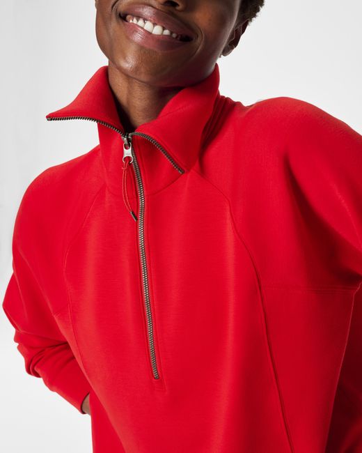 Spanx Red Airessentials Half Zip Top