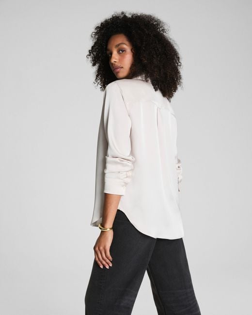 Spanx White Silky Smooth Button Down
