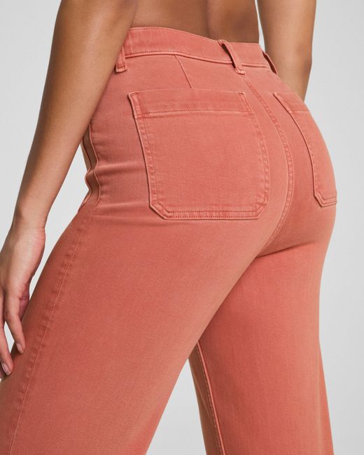 Spanx Red Shape Authentic 360 Easy Flare Jeans With Patch Pockets, Clay