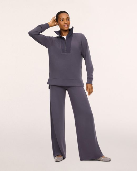 Spanx Blue Airessentials Brushed Half Zip Top Tunic