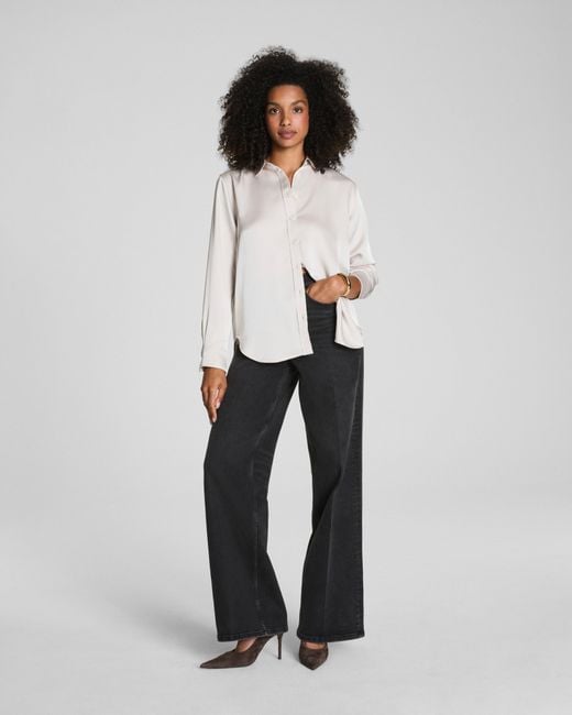 Spanx White Silky Smooth Button Down