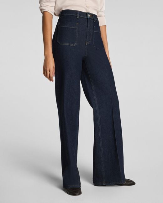 Spanx Blue Shape Authentic 360 Easy Flare Jeans With Patch Pockets, Marina