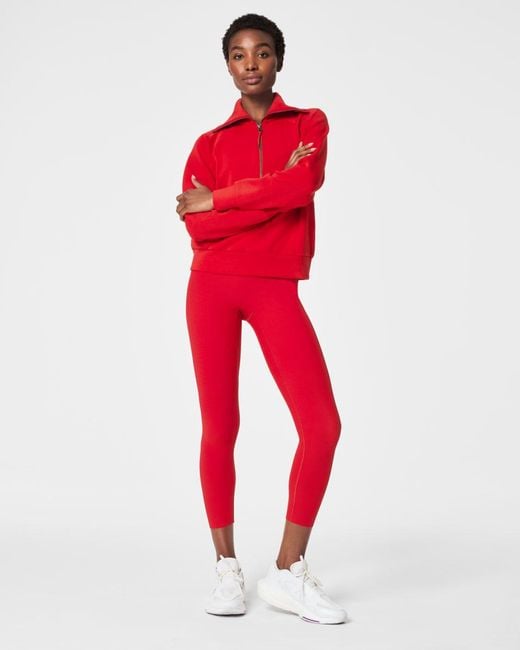 Spanx Red Airessentials Half Zip Top