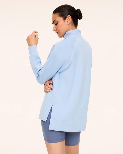 Spanx Blue Airessentials Brushed Half Zip Top Tunic