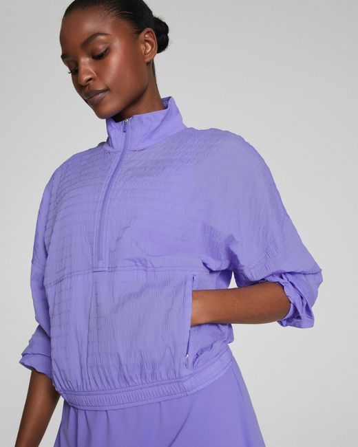 Spanx Purple Get Moving Textured Half Zip Top