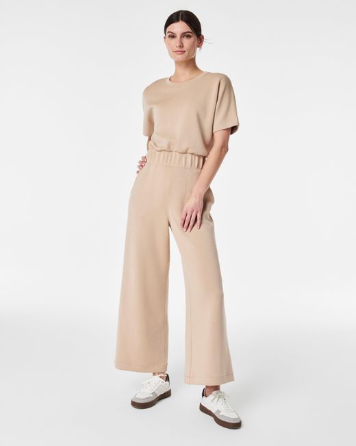 Spanx White Airessentials Cropped Wide-leg Jumpsuit