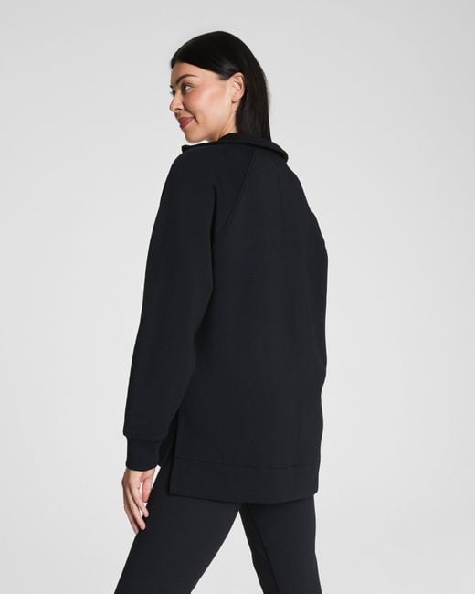 Spanx Black Airessentials Brushed Half Zip Top Tunic