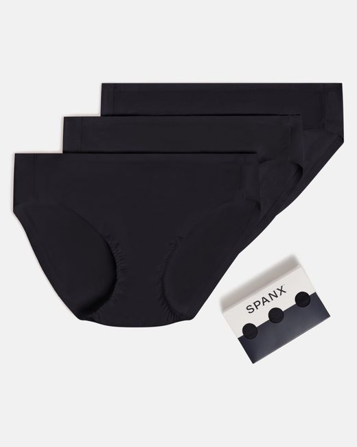 Spanx Black Smooth Fit-To-You Supima Cotton Bikini 3-Pack