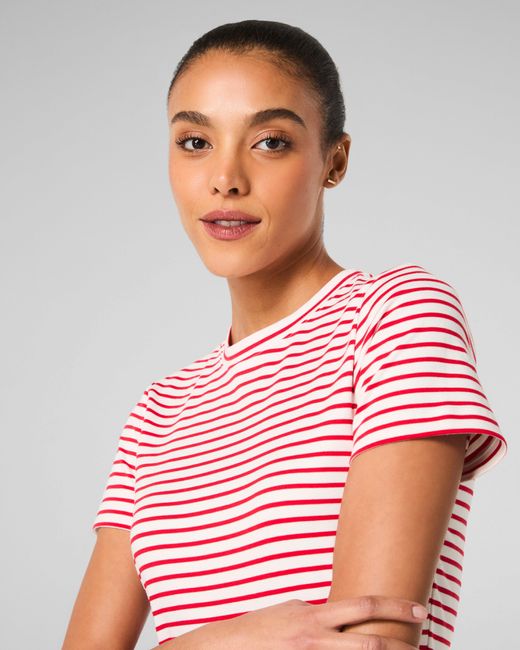Spanx Blue Cotton Crewneck T-Shirt