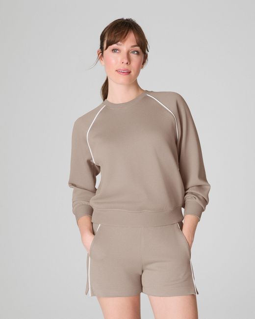 Spanx Brown Airessentials Pique Long Sleeve Crewneck Top