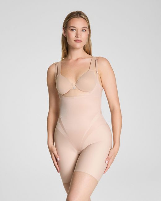 Spanx Natural Supersculpt Transform Open-Bust Mid-Thigh Bodysuit