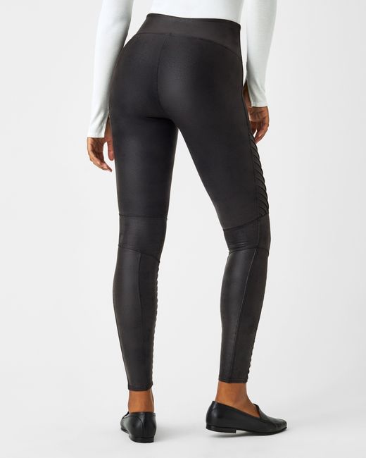 Spanx Faux Leather Moto Fleecelined Leggings in White Lyst