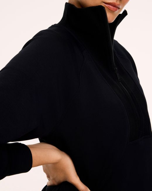 Spanx Black Airessentials Brushed Half Zip Top Tunic