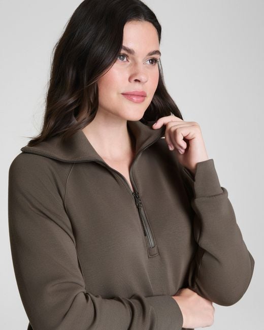 Spanx Brown Airessentials Half Zip Top