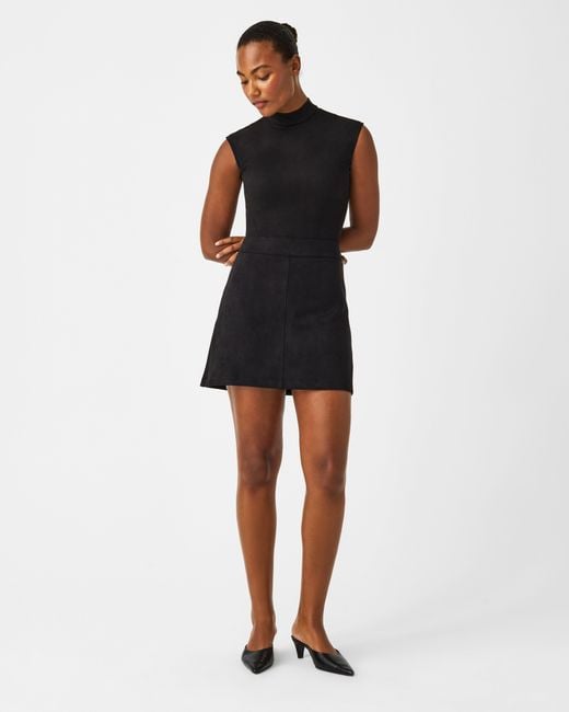 Spanx Black Faux Suede A-line Mini Skirt, 16.5"
