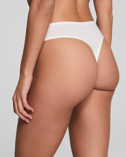 Spanx White Smooth Fit-To-You Supima Cotton Thong 3-Pack