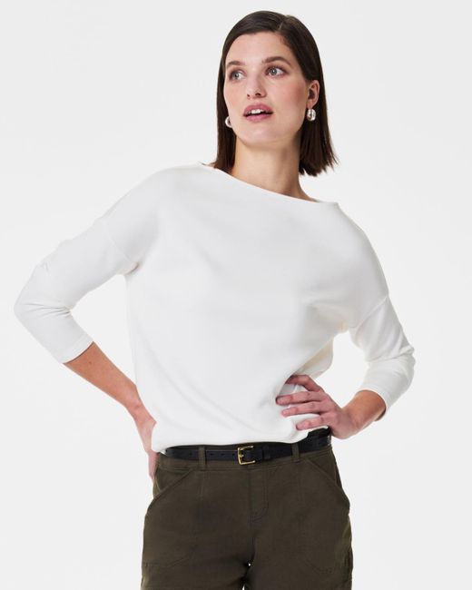 Spanx White Airessentials Boat Neck Top