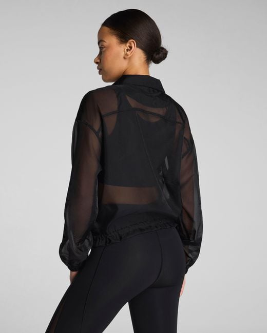 Spanx Black Bodyline Sheerious Full Zip Jacket