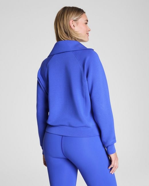 Spanx Blue Airessentials Half Zip Top