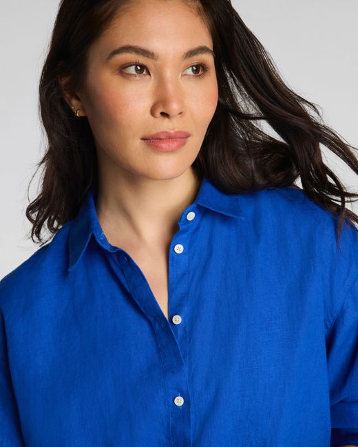 Spanx Blue Beach Button Down