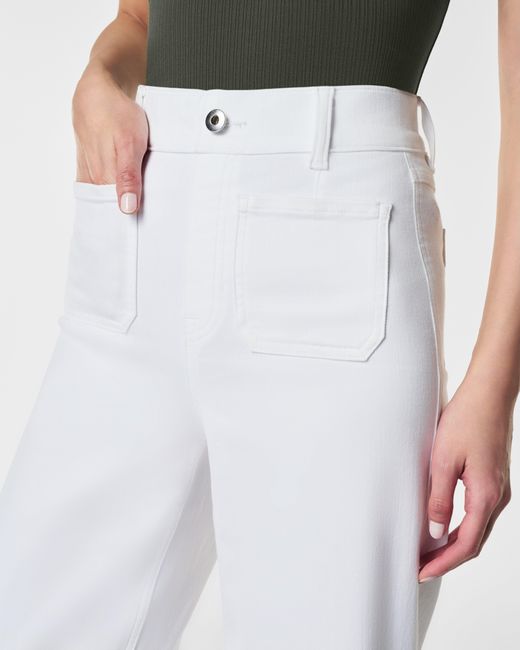 Spanx White Cropped Wide-leg Jeans