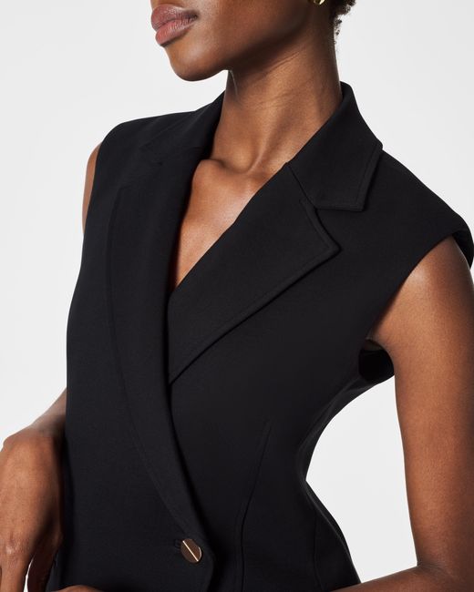 Spanx Black The Perfect Asymmetrical Vest Top