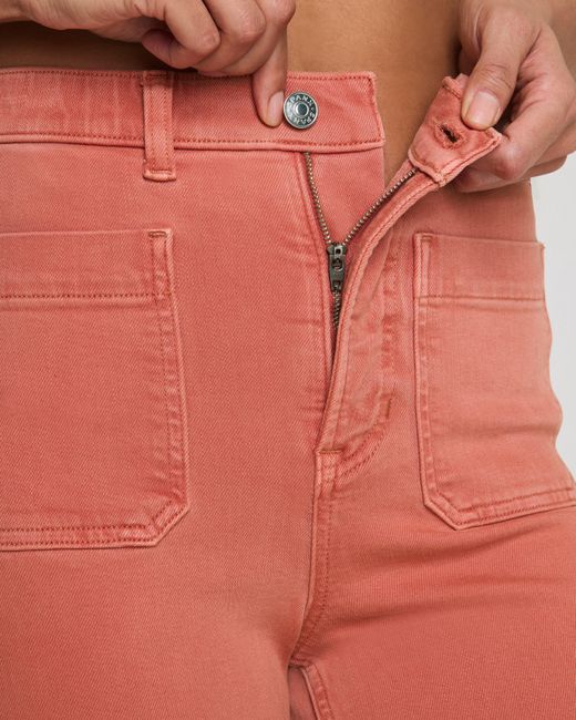 Spanx Red Shape Authentic 360 Easy Flare Jeans With Patch Pockets, Clay