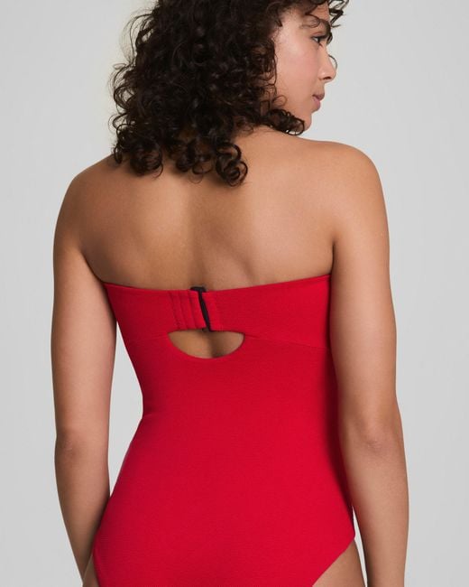 Spanx Red Shape Swim Convertible Pique Bandeau One-Piece