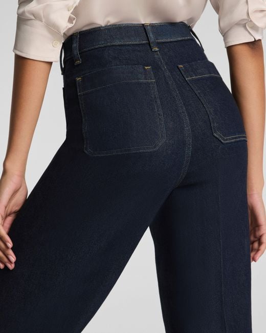 Spanx Blue Shape Authentic 360 Easy Flare Jeans With Patch Pockets, Marina