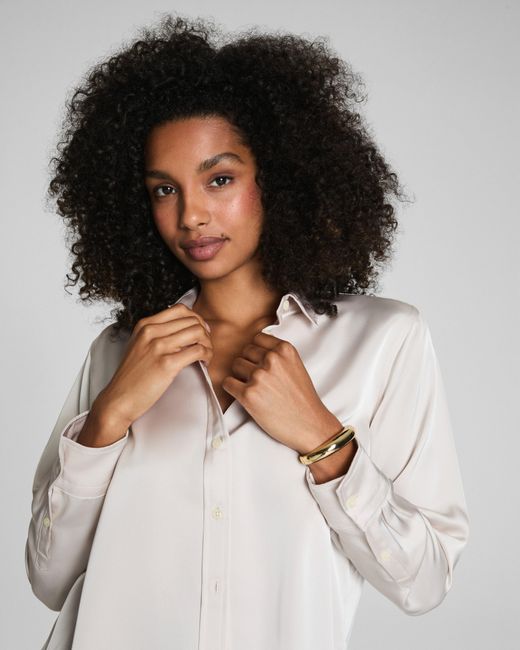 Spanx White Silky Smooth Button Down