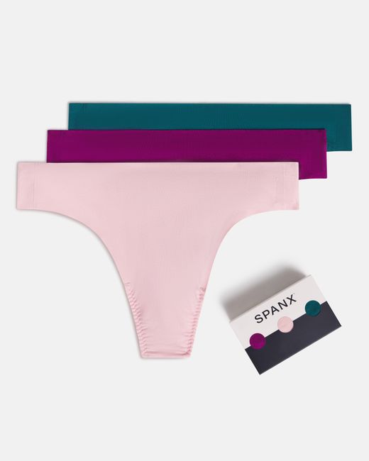 Spanx Pink Smooth Fit-To-You Supima Cotton Thong 3-Pack Box