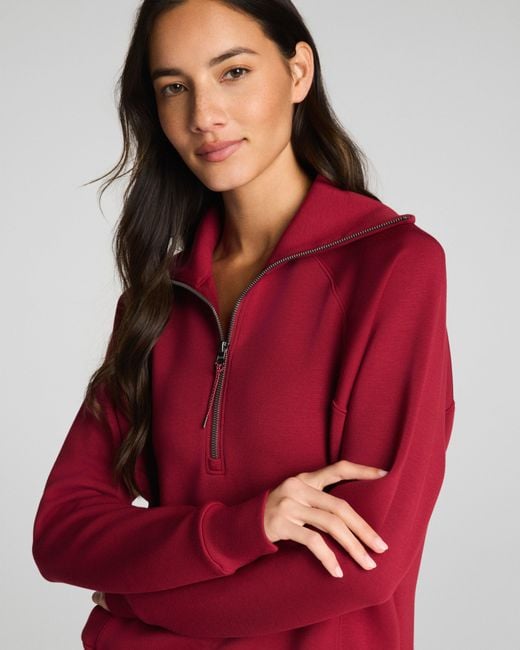 Spanx Red Airessentials Half Zip Top