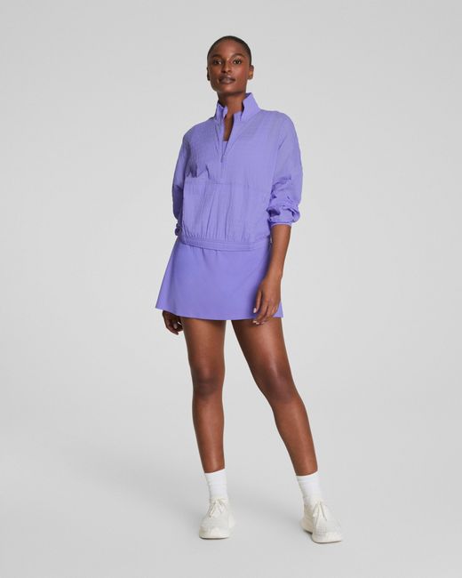 Spanx Purple Get Moving Textured Half Zip Top