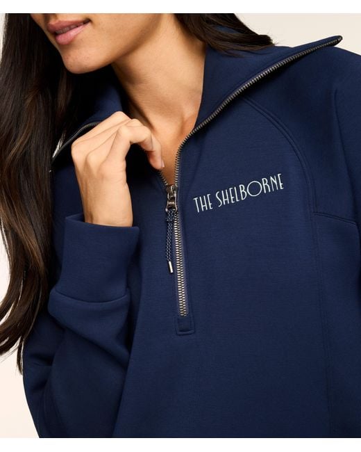 Spanx Blue Airessentials Getaway Collection Half Zip Top