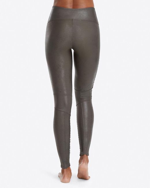 Spanx Gray Faux Leather Moto Leggings