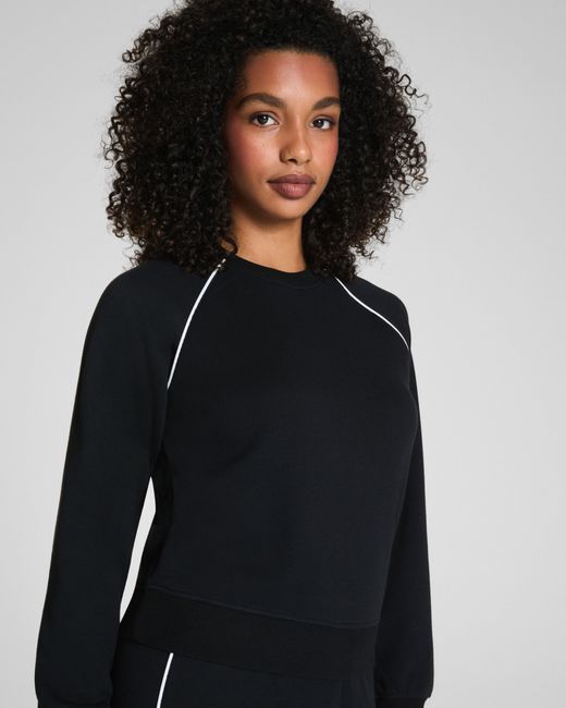 Spanx Black Airessentials Pique Long Sleeve Crewneck Top