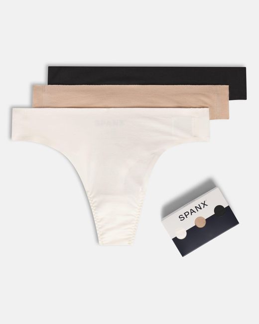 Spanx White Smooth Fit-To-You Supima Cotton Thong 3-Pack