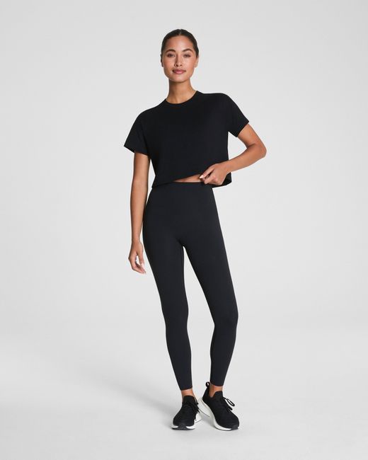 Spanx Black Outpace Cropped T-Shirt