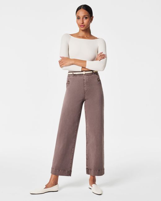 Spanx White Stretch Twill Cropped Pant