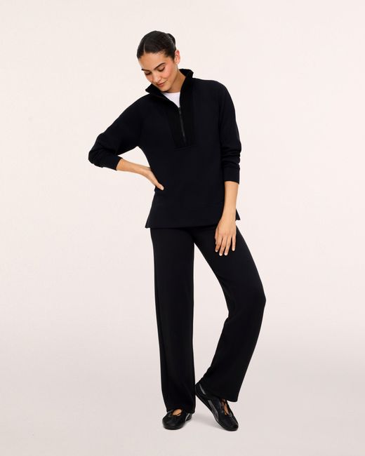 Spanx Black Airessentials Brushed Half Zip Top Tunic