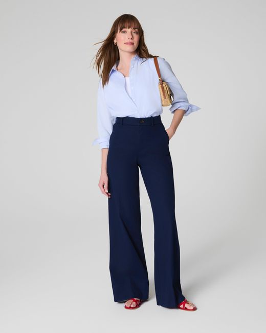 Spanx Blue Supersmooth Stretch Twill Wide Leg Pants