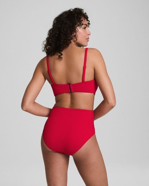 Spanx Red Shape Swim Convertible Pique Bandeau Bikini Top