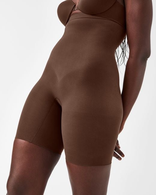 Spanx Brown Seamless Power Sculpting High-waisted Mid-thigh Short