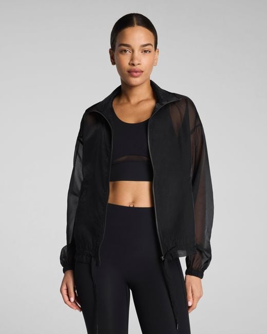 Spanx Black Bodyline Sheerious Full Zip Jacket