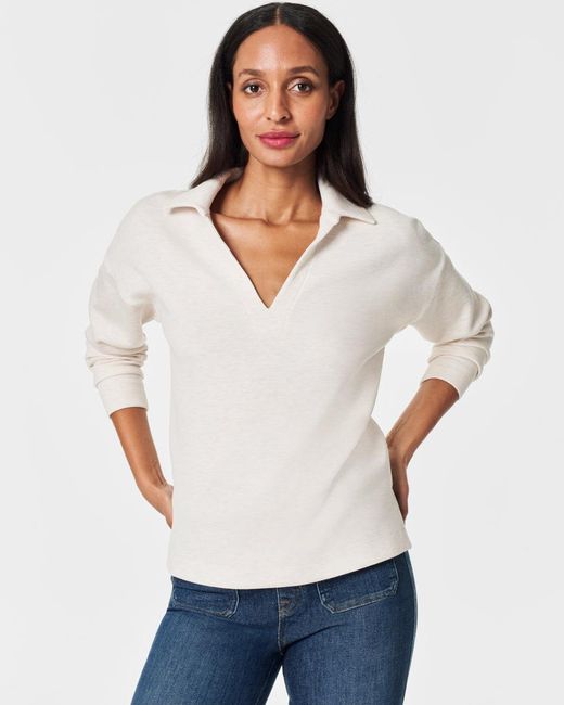 Spanx White Airessentials Polo Top