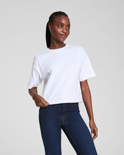 Spanx White Cotton Cropped T-Shirt