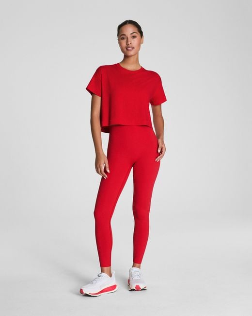 Spanx Red Outpace Cropped T-Shirt