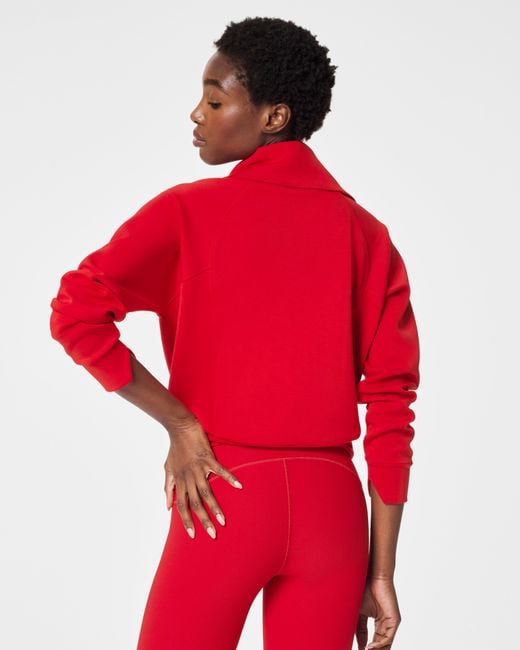 Spanx Red Airessentials Half Zip Top